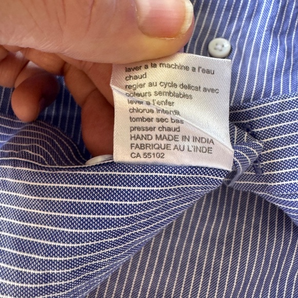 Spier & Mackay‎ Handmade Men's Pinstripe Long Sleeve Button Up Shirt Purple 16.5 - Picture 7 of 13